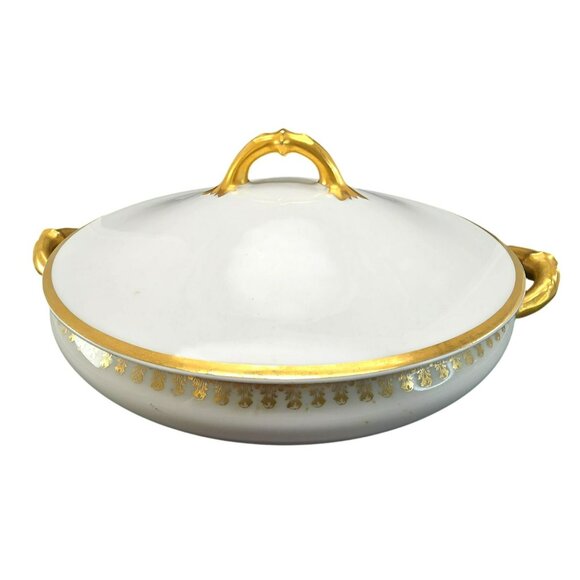 Haviland France Limoges Vegetable Dish White Gold Porcelain Vintage CM2112 - Picture 2 of 10